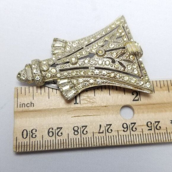 Vintage Rhinestone Art Deco Style Silver Tone Dress Shoe Clip, Estate - Picture 5 of 7